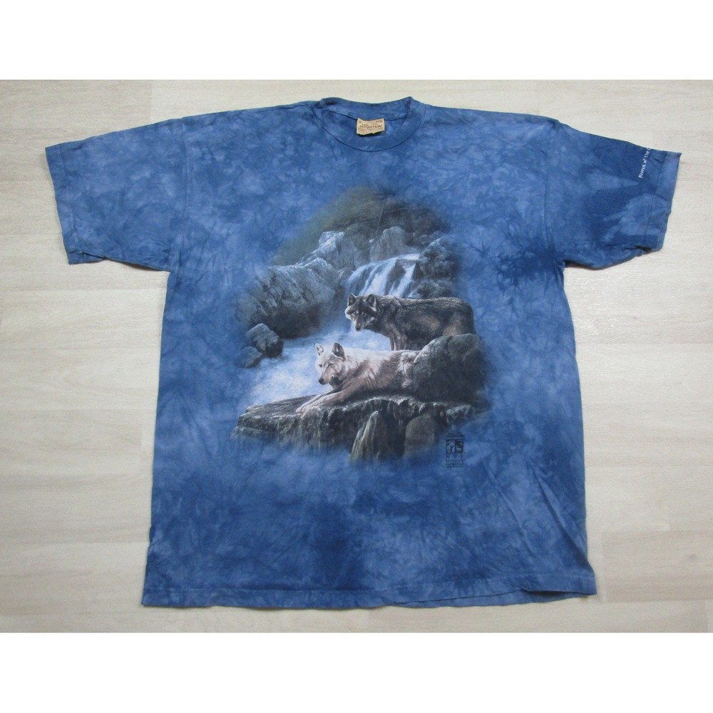 Vintage 90s The Mountain Wolf T Shirt Men's (3X) Museum of the Cherokee Tie Dye